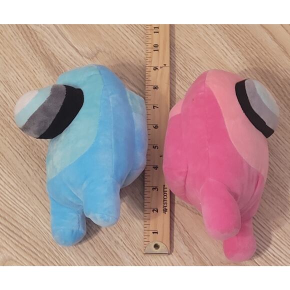 Lot Of 2 Among Us Impostor Plush Stuffed Animals Pink and Blue Pre-owned - Picture 2 of 6